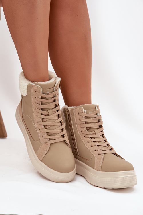 Buty Zimowe Damskie Z Kożuszkiem Lee Cooper LCJ-25-01-3736 Beżowe