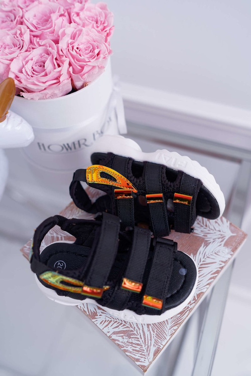 Dziecięce Sandały Na Rzepy Dla Dziewczynki Chłopca Czarne Kimmi