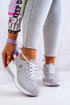 Damskie Skórzane Buty Sportowe Sneakersy Szare Loissa