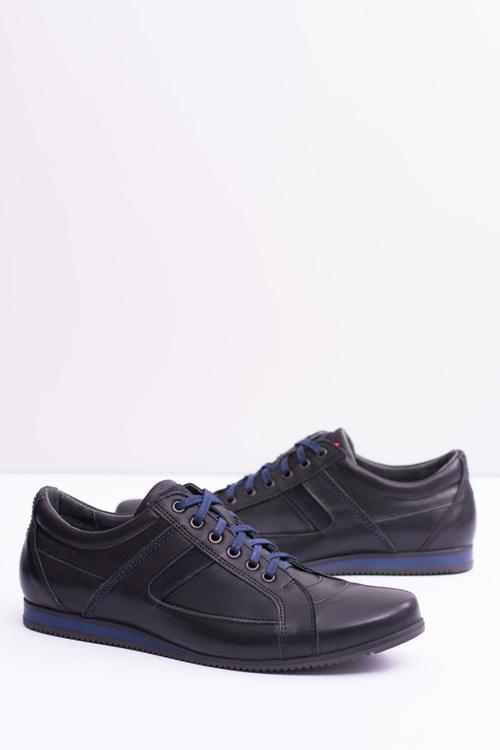 Skórzane Męskie Sportowe Półbuty Sferis Czarne