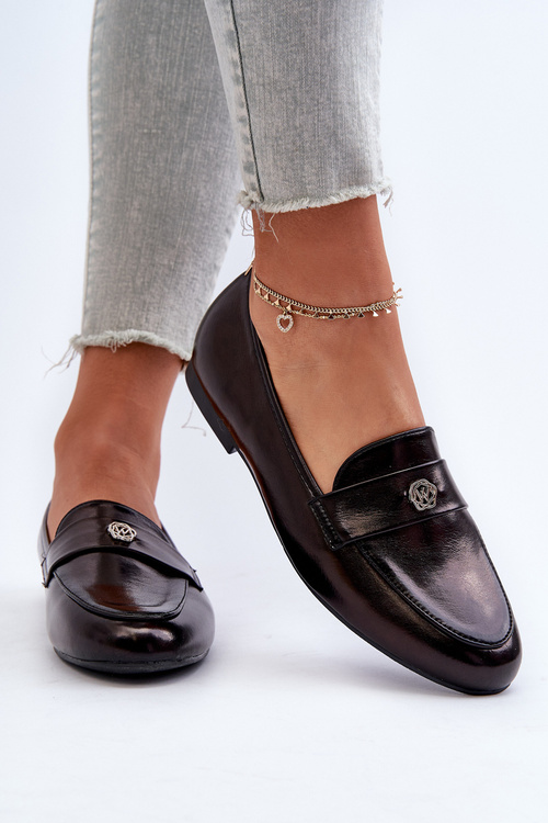 Mokasyny Damskie Na Płaskim Obcasie Czarne Sylvaine