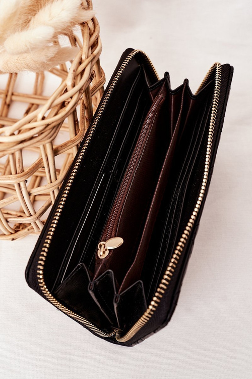 Duży Pikowany Portfel Damski Czarny