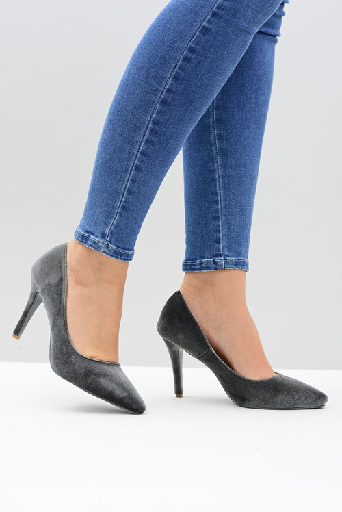 Szpilki damskie Lu Boo Szare Velvet