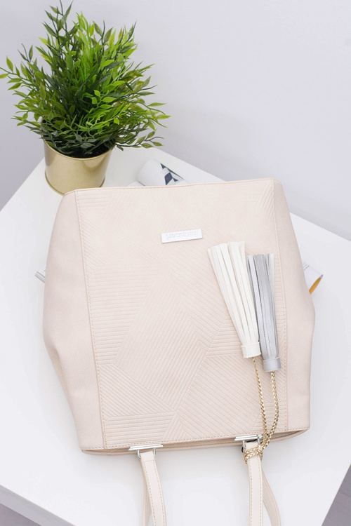 Damska Beżowa Torebka Shopper Worek Monnari