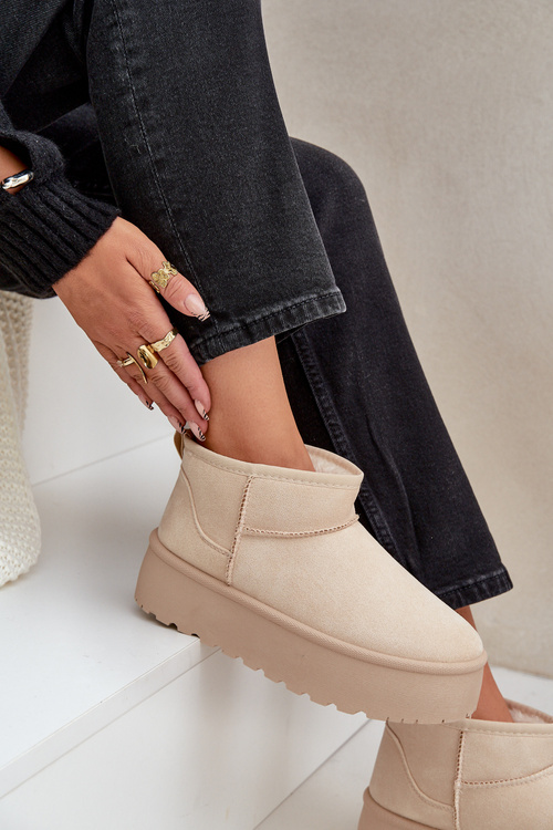 Damskie Śniegowce Na Platformie Jasnobeżowe Ninala