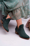 Damskie Skórzane Botki Maciejka Zielone 04091-19