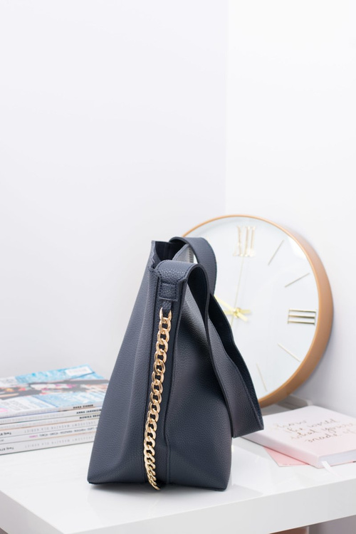 Granatowa Torebka Damska A4 Shopper Bag