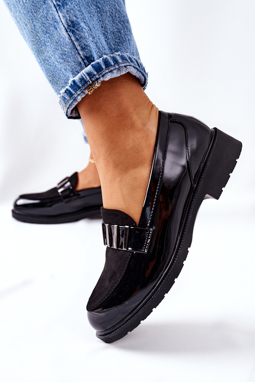 Damskie Półbuty Lakierowane Czarne Montius