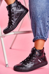 Damskie Skórzane Wysokie Trampki BIG STAR V274542 Czarne