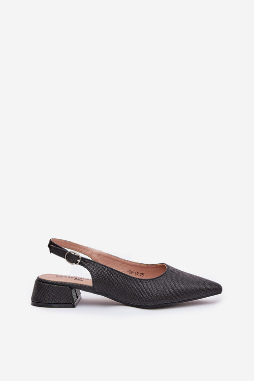 Plecione Sandały Damskie Na Delikatnym Obcasie Czarne Jorela