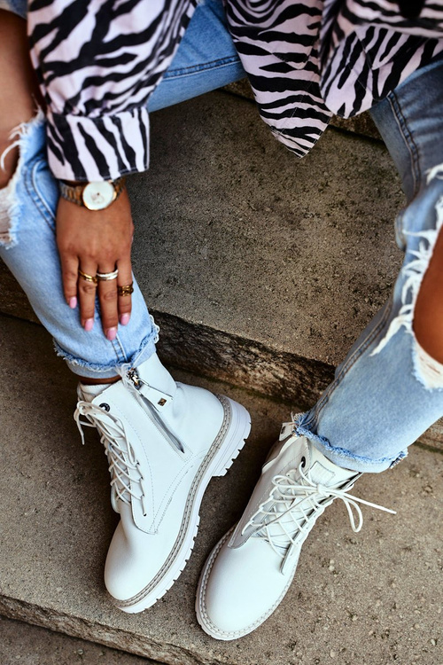 Damskie Botki Trapery Big Star Białe GG274597