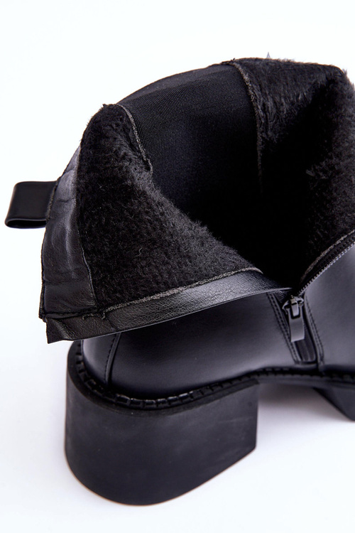 Botki Sztyblety Na Masywnym Obcasie Czarne Ironna