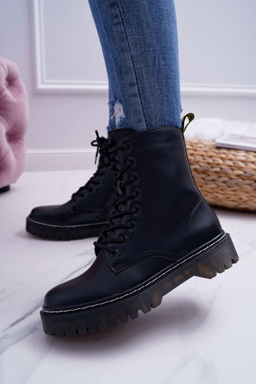 Damskie Botki Glany Workery Czarne Barski 56-5