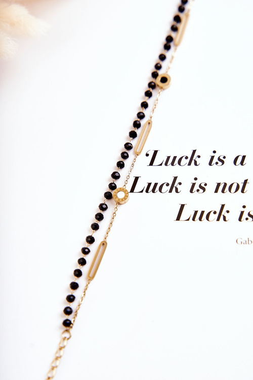 Damska Podwójna Bransoletka Mini Zegar Złoto-Czarna