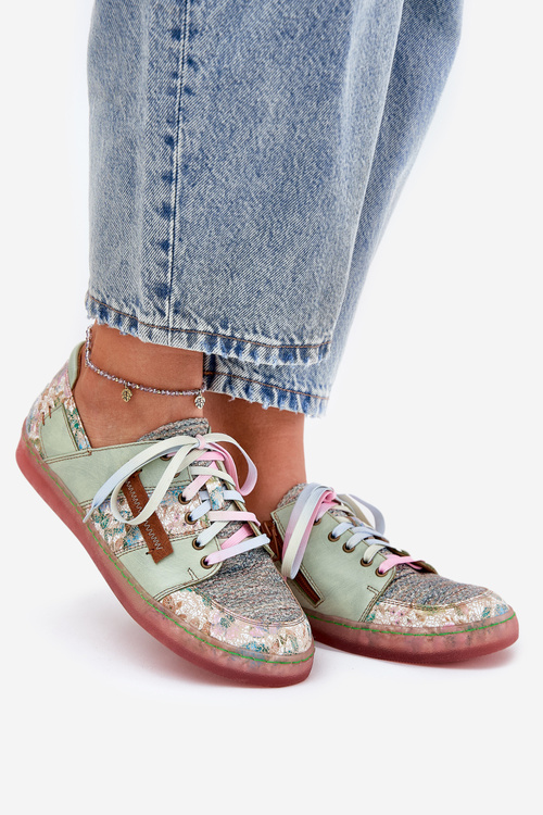 Skórzane Półbuty Damskie Maciejka 06791-09 Jasnozielone