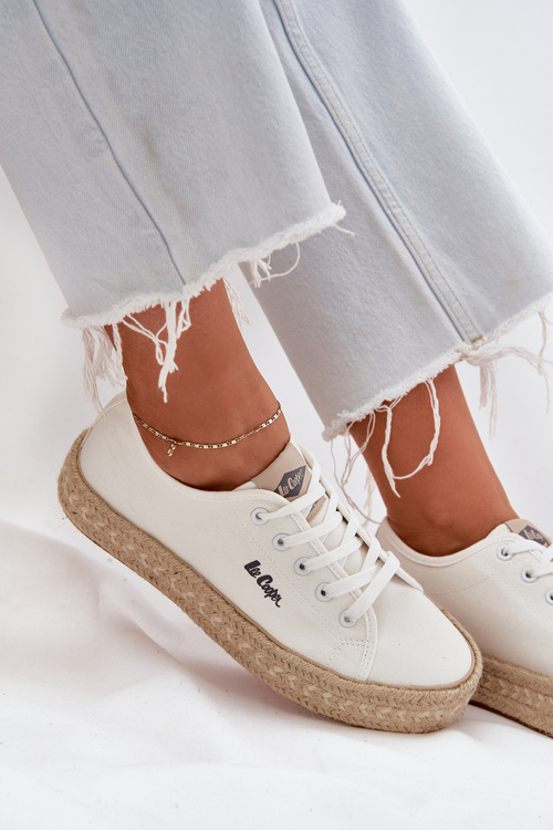 Trampki Damskie Z Plecionką Lee Cooper LCW-25-44-3217 Białe