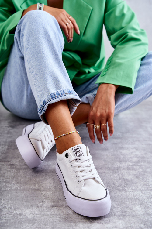 Damskie Materiałowe Trampki Big Star KK274037 Białe