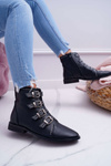 Damskie Botki Nity Klamry Czarne Berugio
