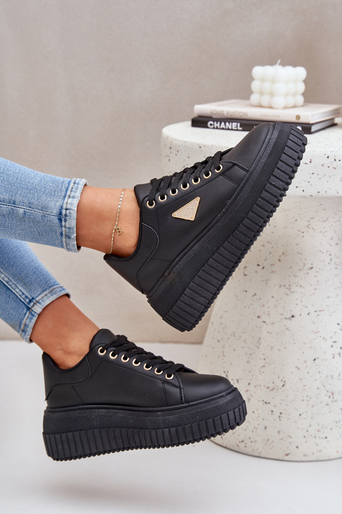 Stylowe Sneakersy Na Masywnej Platformie Czarne Vallexia
