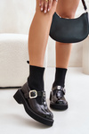 Lakierowane Botki Ze Skarpetą I Klamrą Wsuwane MR880-076 Czarne