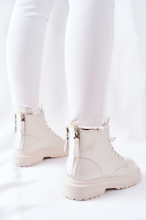 Damskie Skórzane Botki GOE II2N4013 Białe