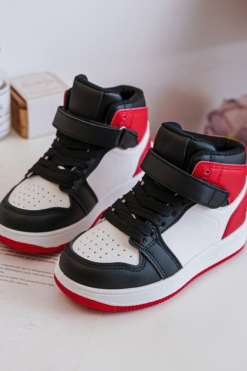 Wysokie Dziecięce Buty Sportowe Biało-Czerwone Teredite