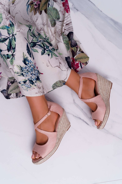 Sandały Damskie Na Espadrylu Różowe Margus