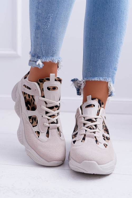 Sportowe Damskie Buty W Panterkę Beżowe Thai