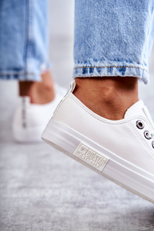 Damskie Skórzane Trampki Big Star KK274105 Białe