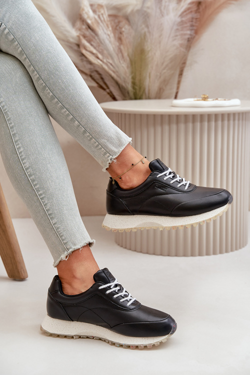 Damskie Sneakersy Buty Sportowe Z Eko Skóry Big Star OO274024 Hi-Poly System Czarne