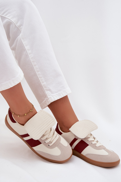 Niskie Sneakersy Damskie Z Wywiniętym Językiem Bordowe Ardira