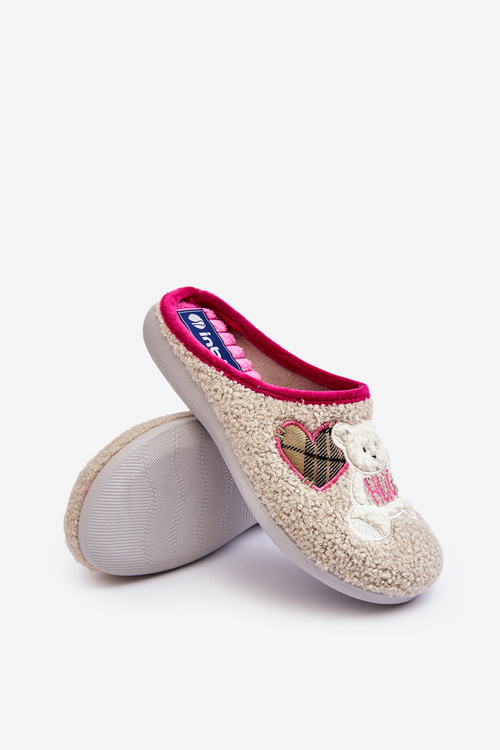 Damskie Domowe Klapki Kapcie Z Misiem Inblu EC000095 Beżowe
