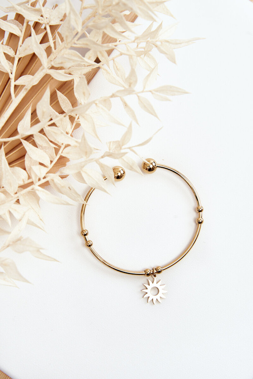 Damska Wsuwana Stalowa Bransoletka Słońce Złota