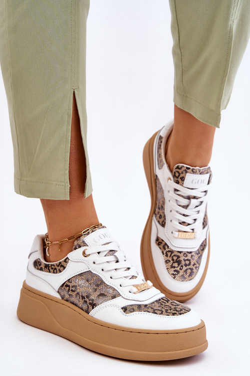 Damskie Wygodne Buty Sportowe GOE LL2N4052 Biało-Beżowe