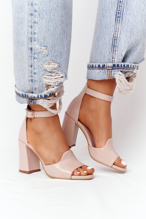 Skórzane Sandały Na Słupku Visconi 4361537 Nude