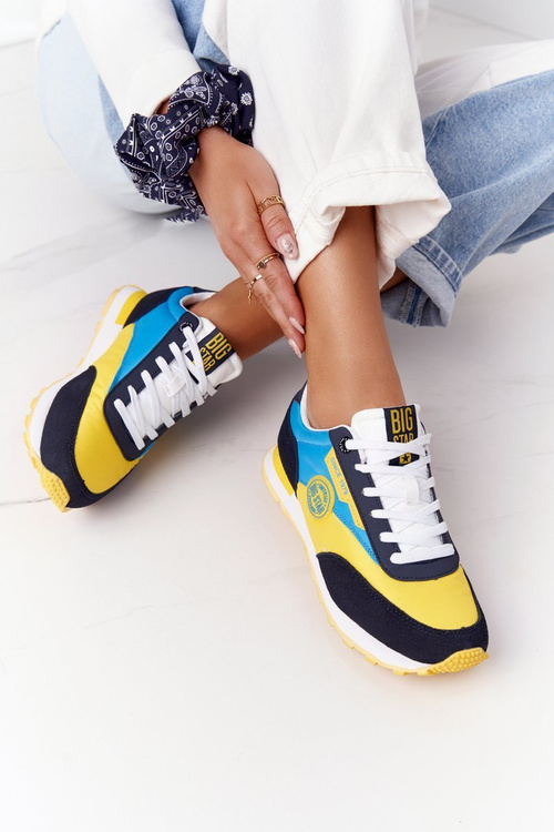 Damskie Sportowe Buty Memory Foam Big Star HH274525 Żółto-Niebieskie