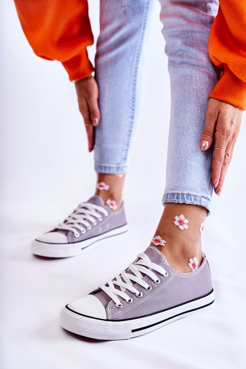 Damskie Klasyczne Trampki Wiązane Szare Be Mine