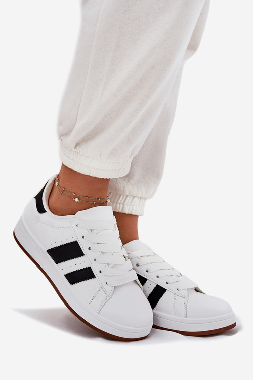 Sneakersy Damskie Z Eko Skóry Białe Arlenina