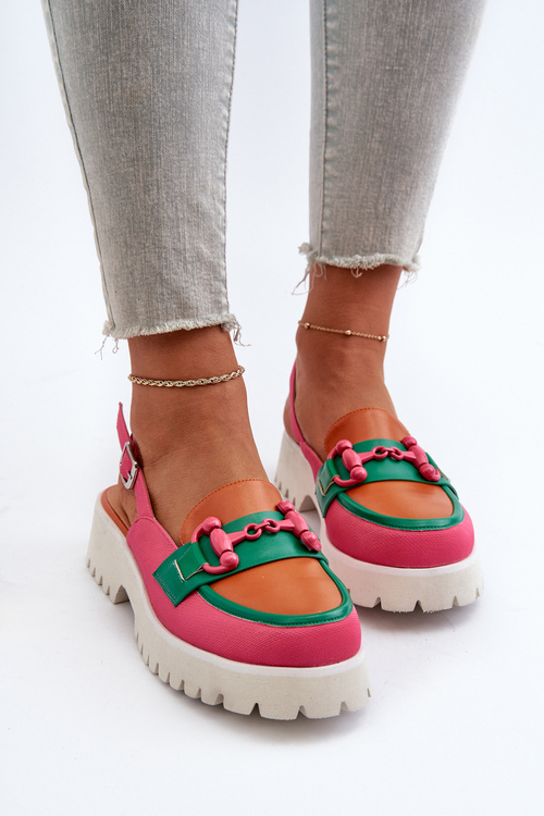 Sandały Damskie Na Płaskim Obcasie Z Ozdobą Pomarańczowe D&A MR38-656