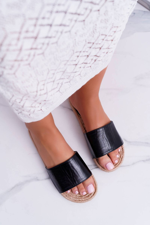 Czarne Damskie Klapki Mindset