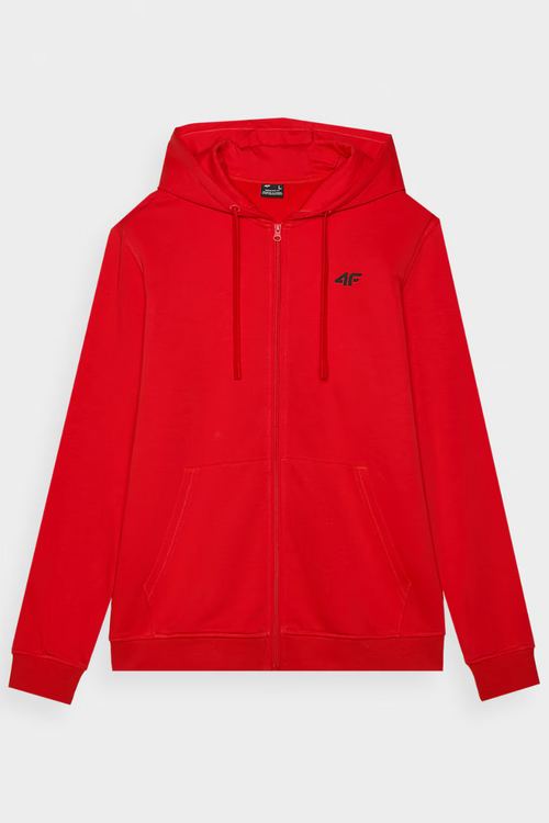 Męska Bluza Dresowa Na Zamek Z Kapturem 4FWMM00TSWSM1466-60S Czerwona