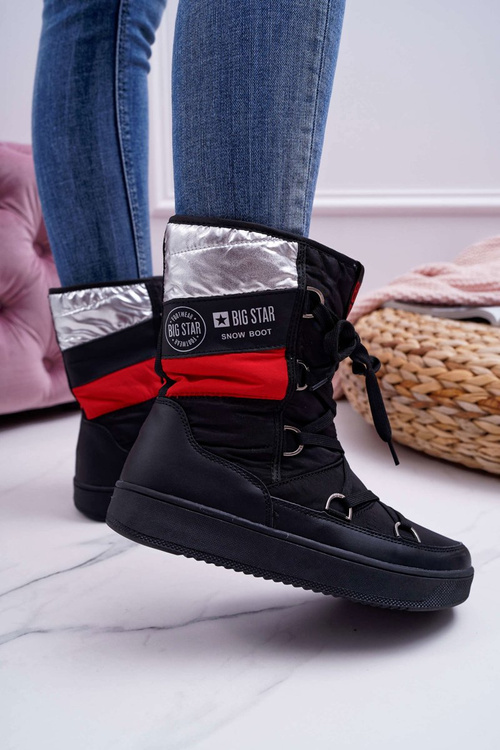 Damskie Botki Śniegowce Ocieplane Futerkiem Big Star Czarne EE274656