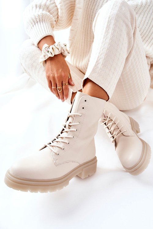 Wysokie Botki Workery Beżowe Rozelle