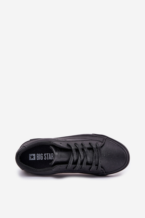 Męskie Klasyczne Niskie Trampki Z Eko Skóry Big Star NN174252 Czarne