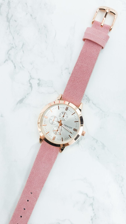 Damski Zegarek Ernest Darsi Różowy Zamsz
