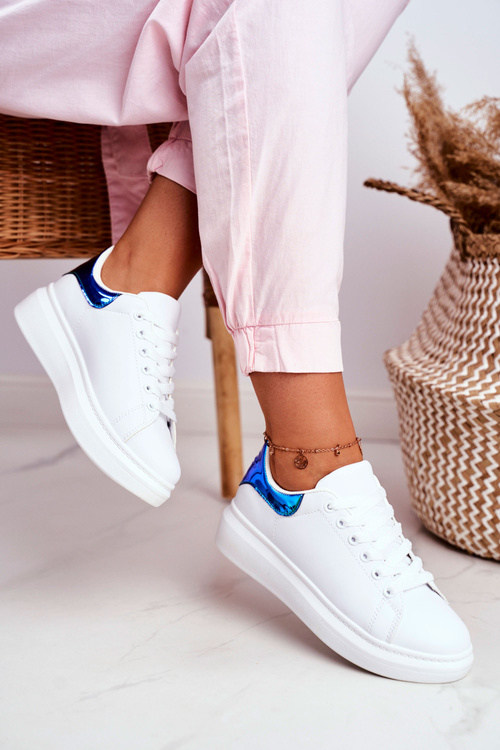 Sportowe Damskie Buty Lu Boo Białe Metaliczne Matilda