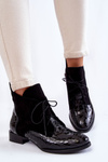 Skórzane Botki Na Płaskim Obcasie Maciejka 2878J-01 Czarne