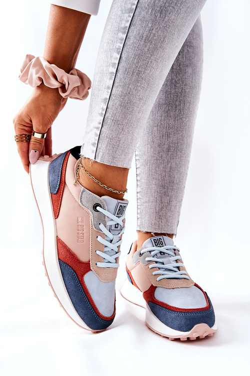 Buty Sportowe Memory Foam Big Star II274401 Beżowo-Niebieskie