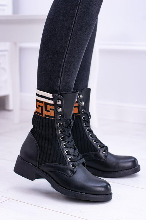 Damskie Botki Skarpetkowe Czarne Herse