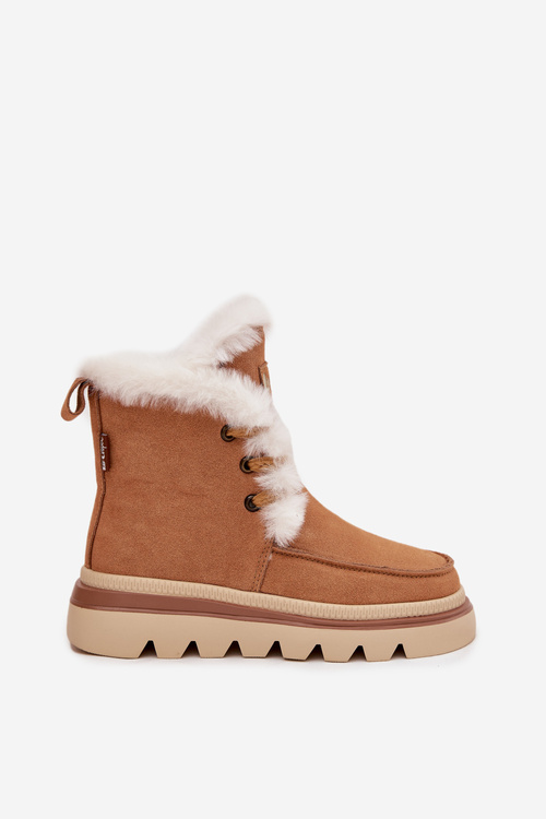 Śniegowce Damskie Z Naturalnego Zamszu Lee Cooper LCJ-25-01-3738 Camel